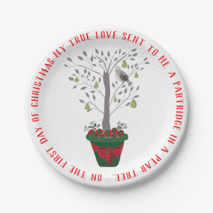 12 Days of Christmas Partridge in a Pear Tree Paper Plate