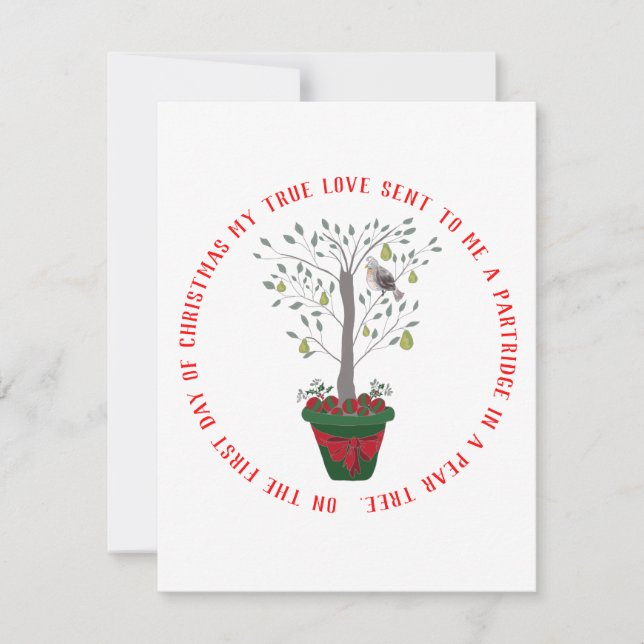 12 Days of Christmas Partridge in a Pear Tree Thank You Card (Front)