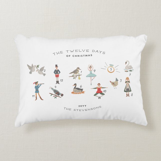 12 Days of Christmas Personalized Keepsake Accent Pillow (Front)