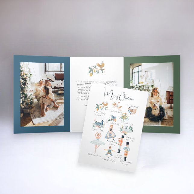 12 Days of Christmas Personalized Tri-Fold Holiday Card (12 days of Christmas tri-fold photo card from Ricaso)
