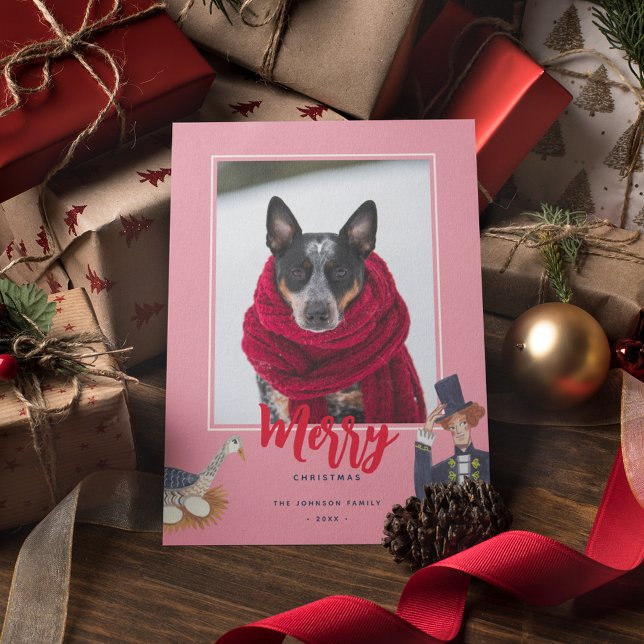 12 Days of Christmas pink Photo Holiday Card (Cute 12 days of Christmas pink photo greeting card.)