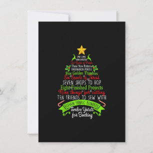 12-Days Of Christmas Quilt Funny Quilting Sewing X Invitation