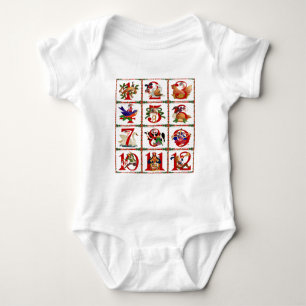 12 Days Of Christmas Quilt Print Gifts Baby Bodysuit