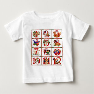 12 Days Of Christmas Quilt Print Gifts Baby T-Shirt