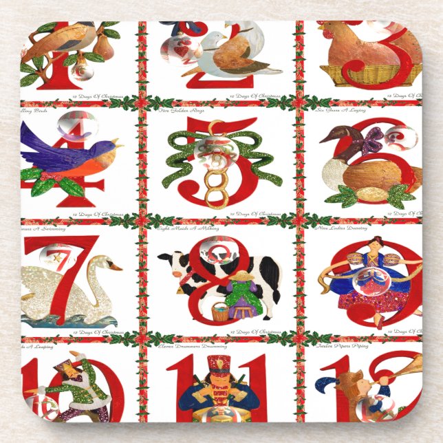 12 Days Of Christmas Quilt Print Gifts Coaster (Front)