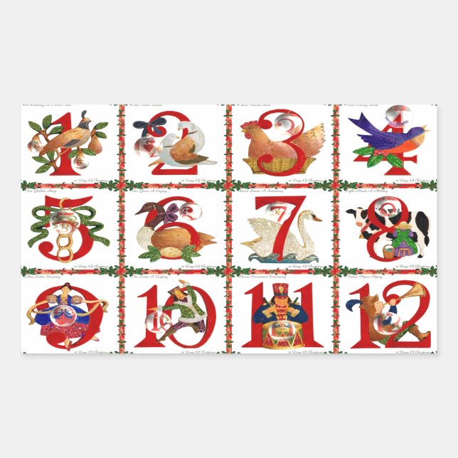 12 Days Of Christmas Quilt Print Gifts Sticker (Front)