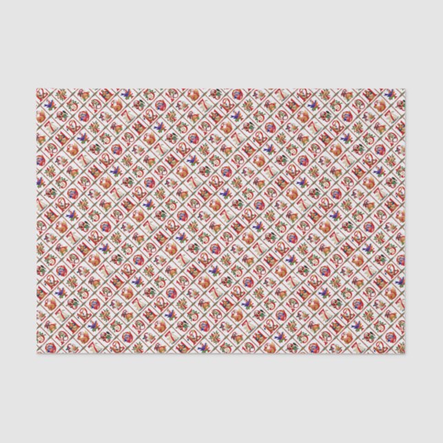 12 Days Of Christmas Quilt Print Tissue Paper (Front)