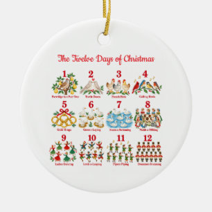 12 Days of Christmas Traditional Ceramic Ornament