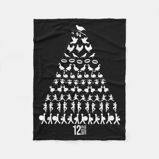 12 Days Of Christmas Tree Clic Holiday Christmas C Fleece Blanket (Front)