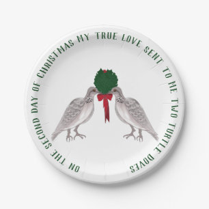 12 Days of Christmas Two Turtle Doves Paper Plate