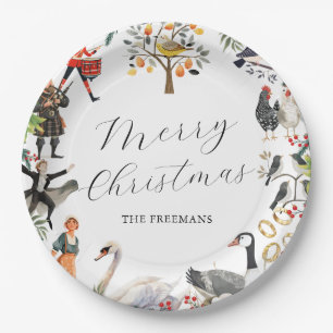 12 Days of Christmas Vintage Holiday Paper Plate