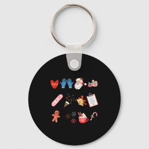 12 Days Of Cna Life Nurse Merry Christmas Pajamas  Keychain