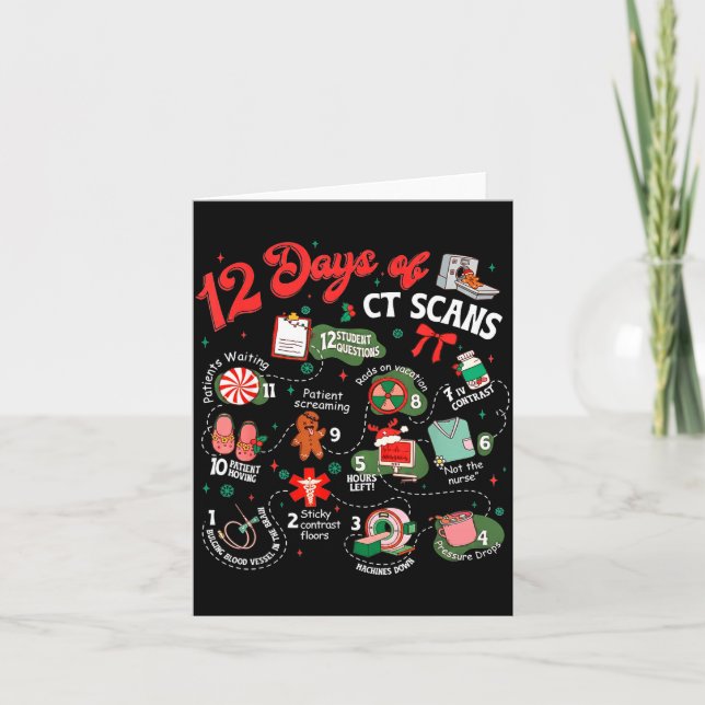 12 Days Of Ct Scans Christmas Ct Tech Cat Scan  Card (Front)