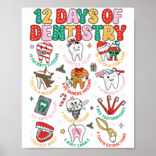 12 Days Of Dentistry Christmas Dental Squad Crew D Poster