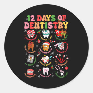 12 Days Of Dentistry Dentist Xmas Tooth Christmas  Classic Round Sticker