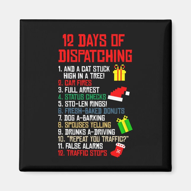 12 Days Of Dispatching Christmas Pajama X-mas Disp Magnet (Front)