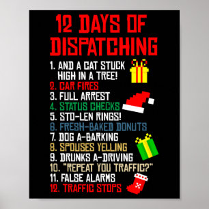 12 Days Of Dispatching Christmas Pajama X-mas Disp Poster
