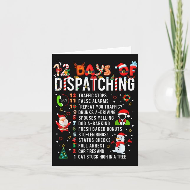 12 Days Of Dispatching Funny Christmas Dispatcher  Card (Front)