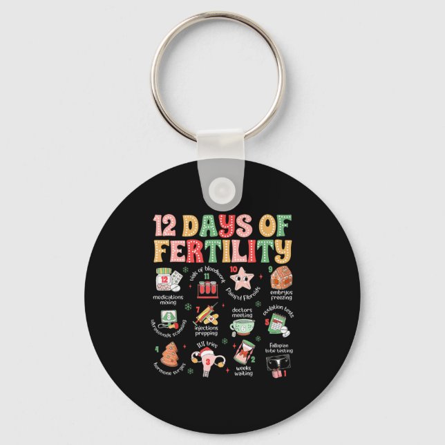 12 Days Of Fertility Ivf Nurse Christmas Ob Gyn Tr Keychain (Front)