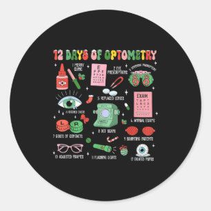 12 Days Of Optometry Christmas Eye Doctor Optometr Classic Round Sticker