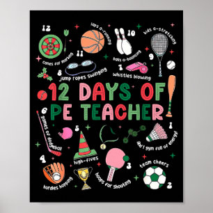 12 Days Of Pe Teacher Physical Education Gym Coach Poster
