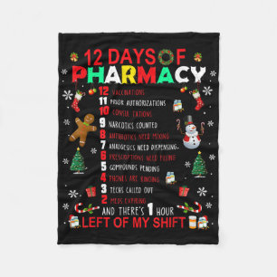 12 Days Of Pharmacy Funny Christmas Pharmacist Tec Fleece Blanket