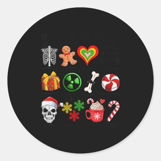 12 Days Of Radiology Xray Tech Ct Mri Merry Christ Classic Round Sticker (Front)