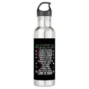 12 Days of Teaching Math Teacher Christmas Gifts 710 Ml Water Bottle