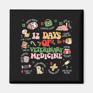 12 Days Of Veterinary Medicine Funny Christmas Vet Magnet