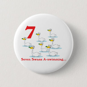 12 days seven swans a-swimming 2 inch round button