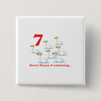 12 days seven swans a-swimming 2 inch square button