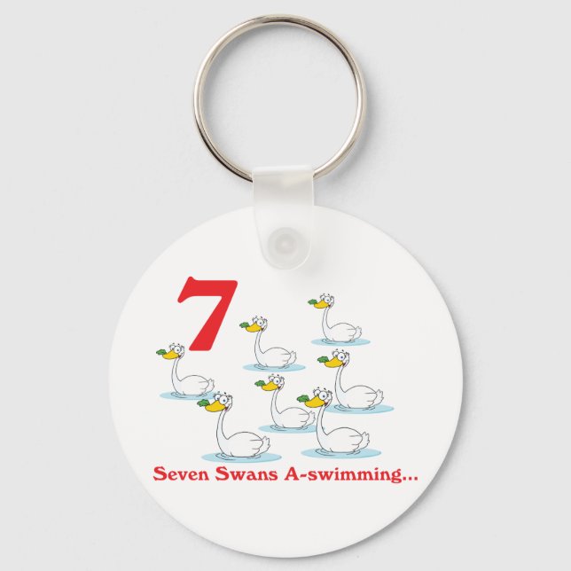 12 days seven swans a-swimming keychain (Front)