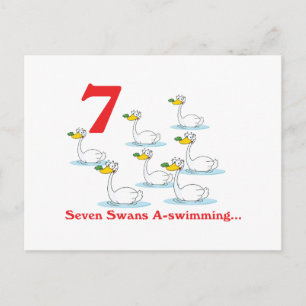 12 days seven swans a-swimming postcard