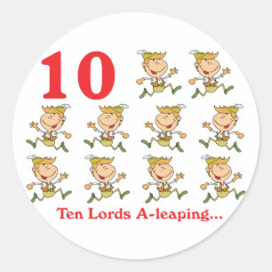12 days ten lords a-leaping classic round sticker