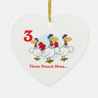 12 days three french hens ceramic ornament