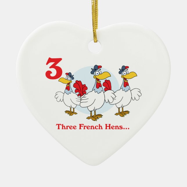 12 days three french hens ceramic ornament (Front)