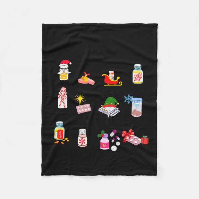 12 Drugs Of Christmas Nurse Pharmacy Technician Ph Fleece Blanket (Front)