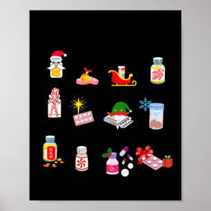 12 Drugs Of Christmas Nurse Pharmacy Technician Ph Poster