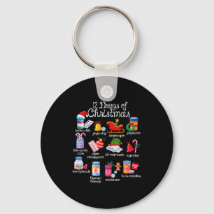 12 Drugs Of Christmas Pharmacist Technician Pharma Keychain