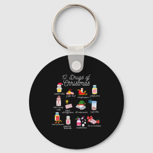 12 Drugs Of Christmas Pharmacist Technician Pharma Keychain