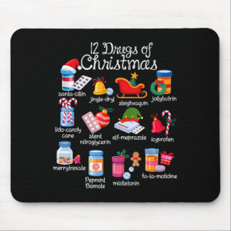 12 Drugs Of Christmas Pharmacist Technician Pharma Mouse Pad