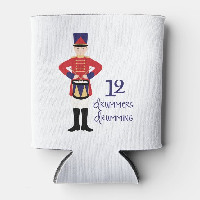 12 Drummers Drumming Can Cooler (Front)