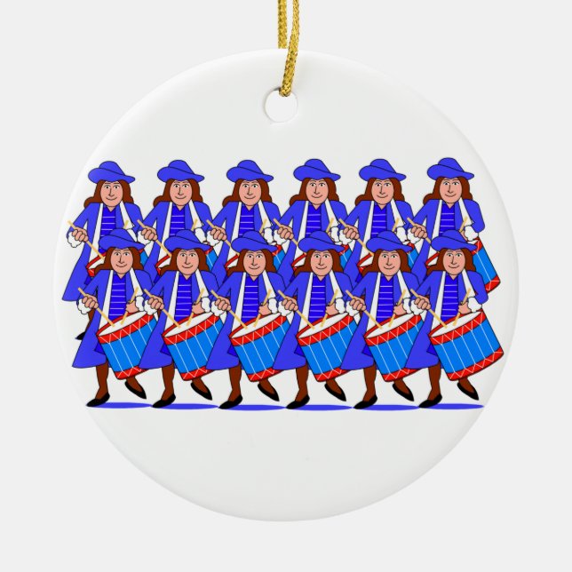 12 Drummers Drumming Ceramic Ornament (Front)