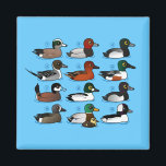 12 Ducks Magnet<br><div class="desc">This darling cartoon design looks like a little field guide. It features twelve North American ducks drawn in cute style. Learn to tell your scaups from your teals with this Birdorable original! You can customize this gift. Move the design around, change the background colour or style, add text or images...</div>