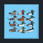 12 Ducks Magnet<br><div class="desc">This darling cartoon design looks like a little field guide. It features twelve North American ducks drawn in cute style. Learn to tell your scaups from your teals with this Birdorable original! You can customize this gift. Move the design around, change the background colour or style, add text or images...</div>