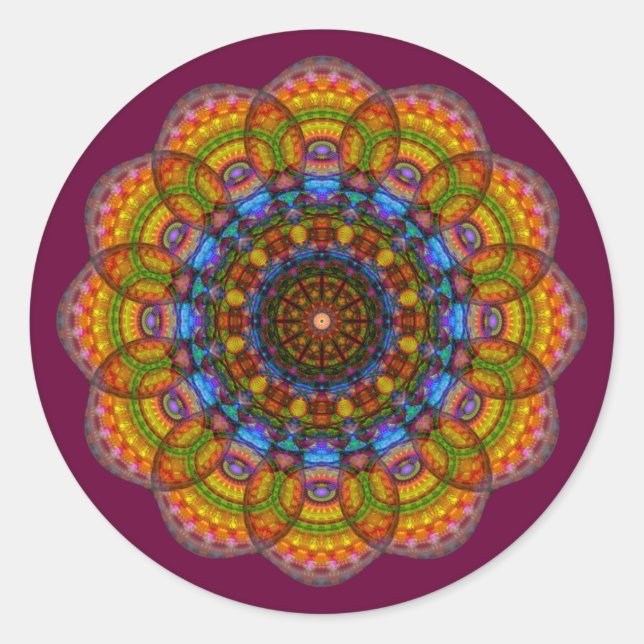 12 Eyes Mandala Classic Round Sticker (Front)