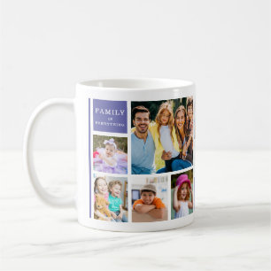 12 Family Photo Collage Quote Monogrammed Purple Coffee Mug