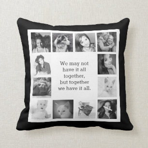 12 Family Photos with Together Quote Throw Pillow