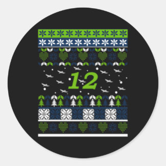 12 Flying Seahawks Ugly Classic Round Sticker