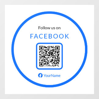 12" Follow Us On Facebook QR Code Blue Window Cling